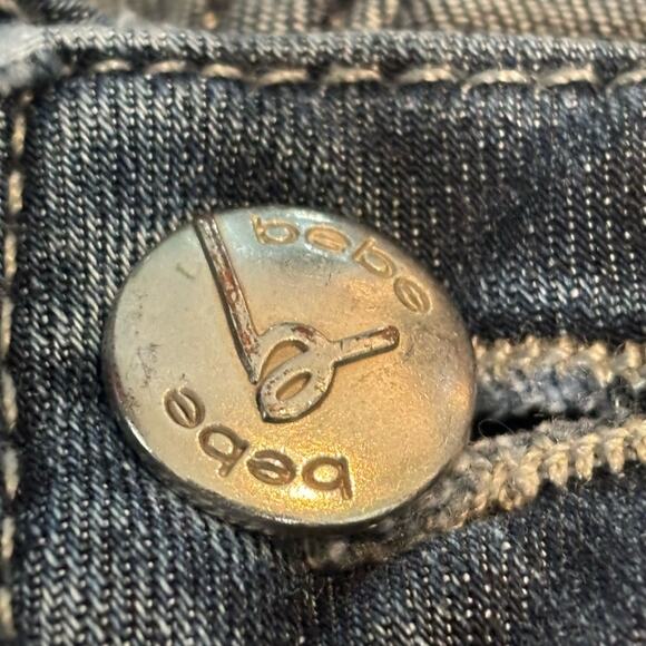 Bebe Made in USA Bootcut Flare Denim Jeans Y2K Dark Blue Size 26 - Picture 7 of 9